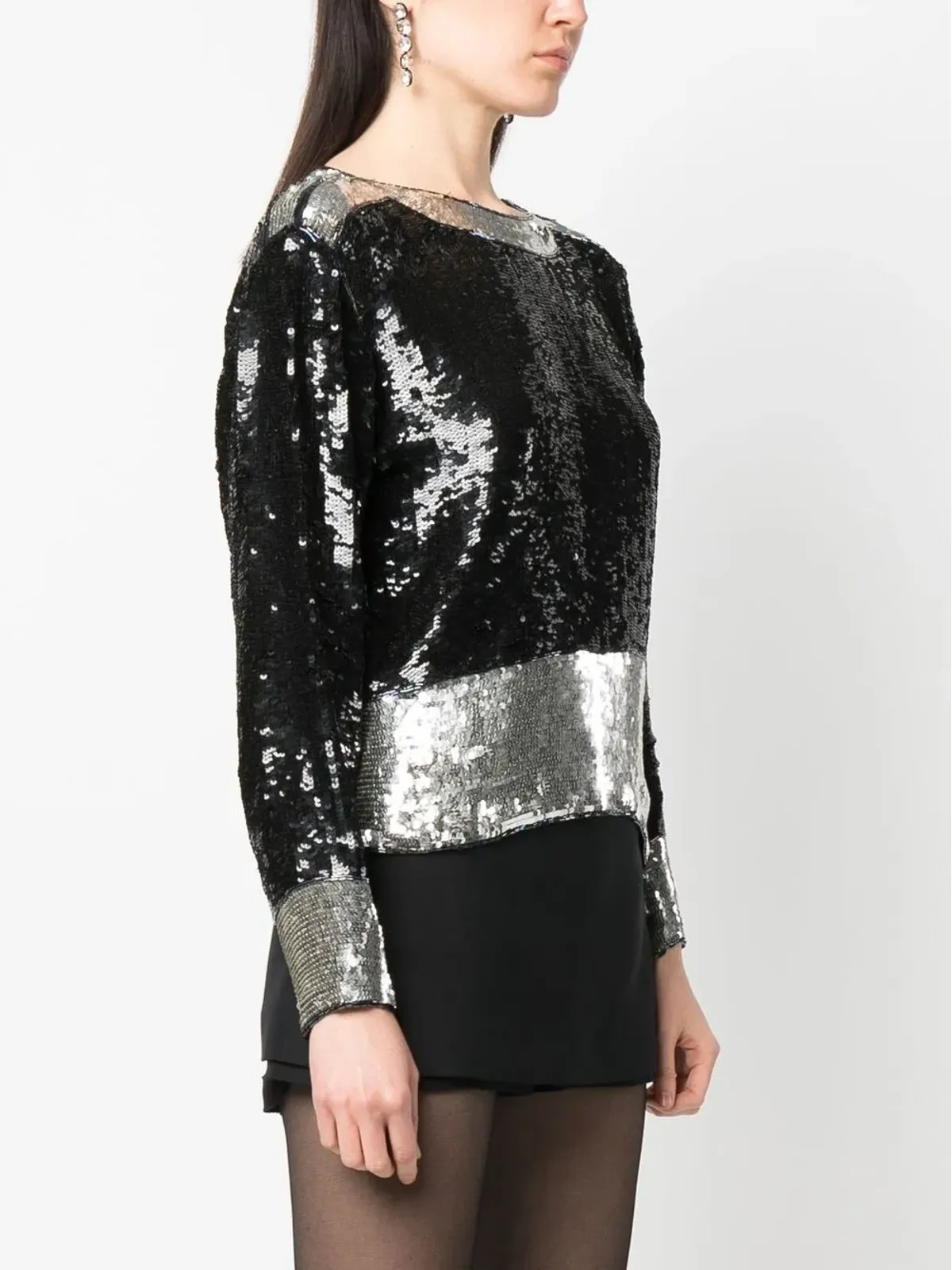 Saint Laurent Pre-Owned 1970s sequin-embellished top - Black - 画像3