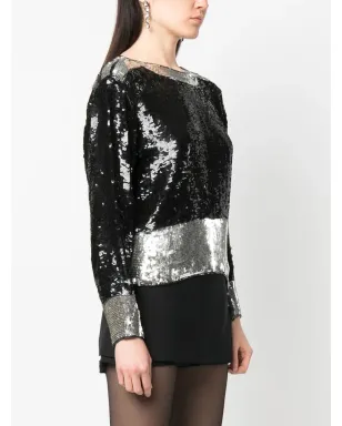 Saint Laurent Pre-Owned 1970s sequin-embellished top - Black - サムネイル3