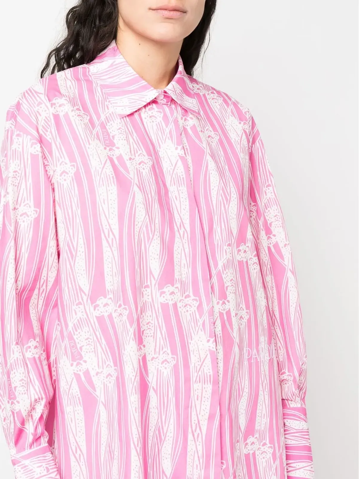 Patou 抽象プリントミニシャツドレス - 画像5