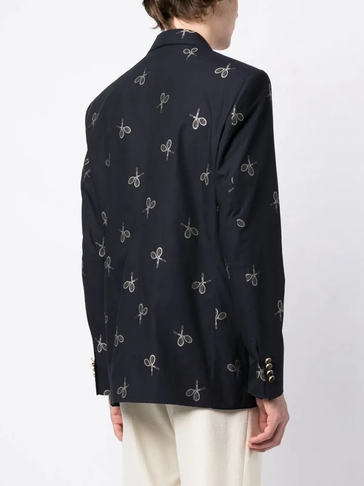 Lardini ラケット柄 ダブルブレスト ブレザー - 画像4