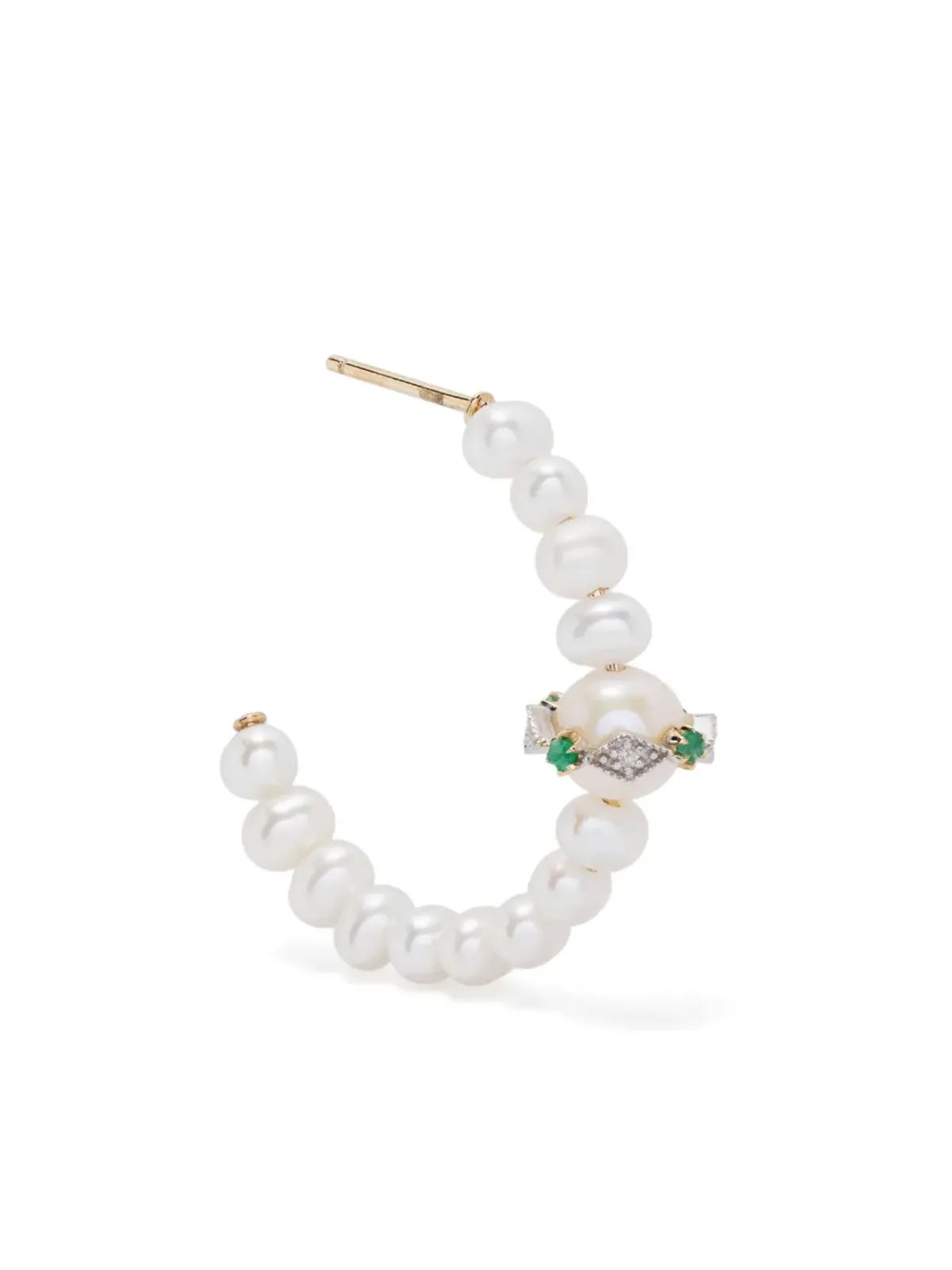 Pascale Monvoisin Chelsea N°1 パールとダイヤモンドのフープピアス - 画像1