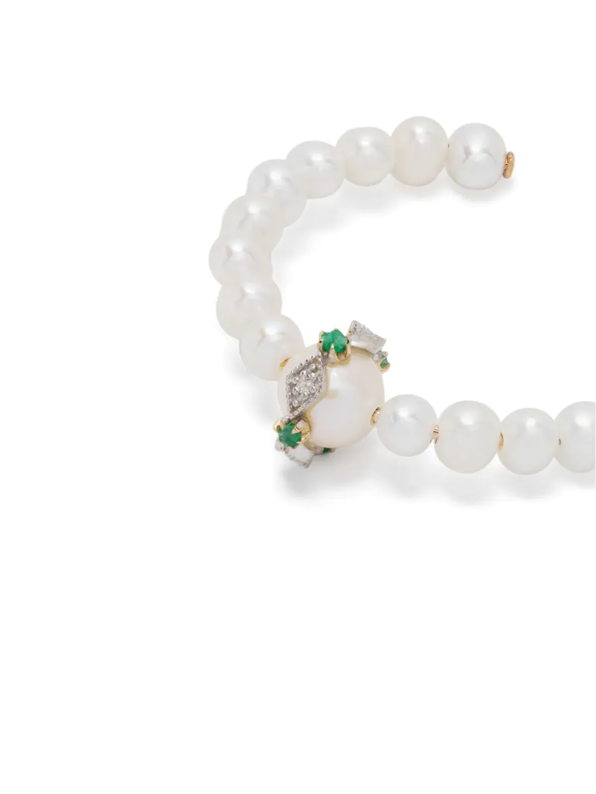 Pascale Monvoisin Chelsea N°1 パールとダイヤモンドのフープピアス - 画像3