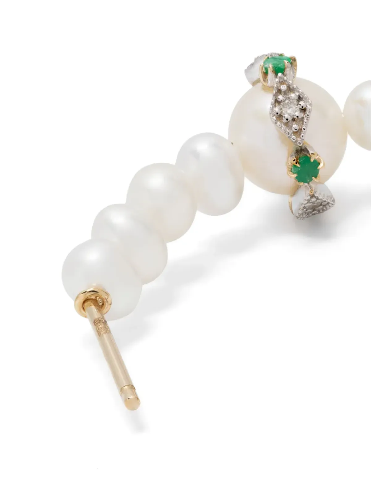 Pascale Monvoisin Chelsea N°1 パールとダイヤモンドのフープピアス - 画像4