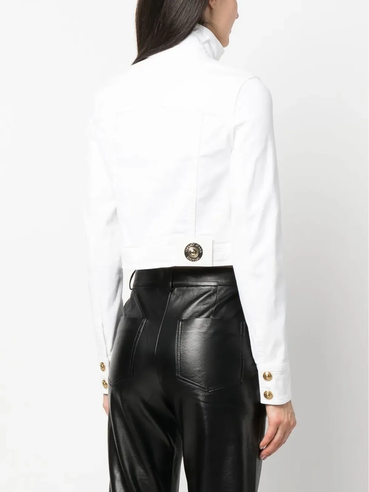 Versace Jeans Couture ロゴパッチ付きクロップドジャケット - 画像4