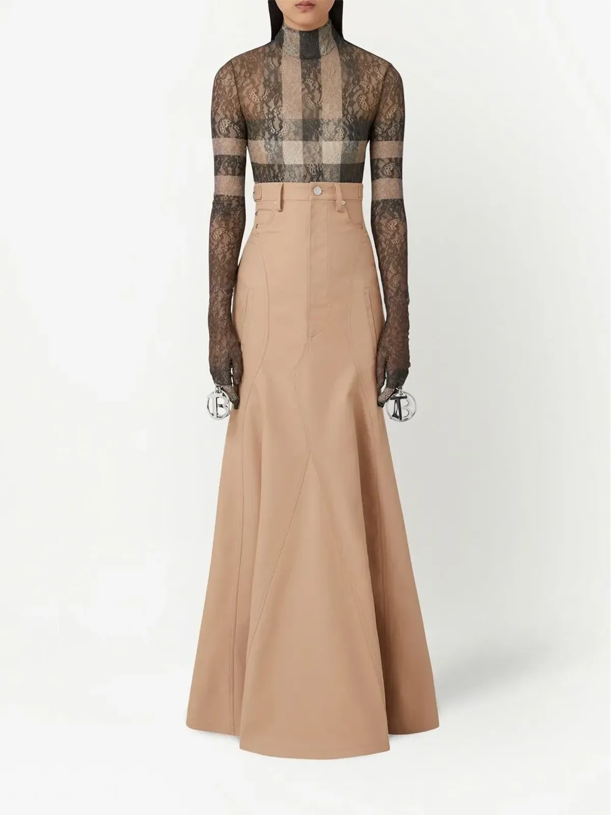 Burberry ギャバジン コットン フルスカート - 画像2