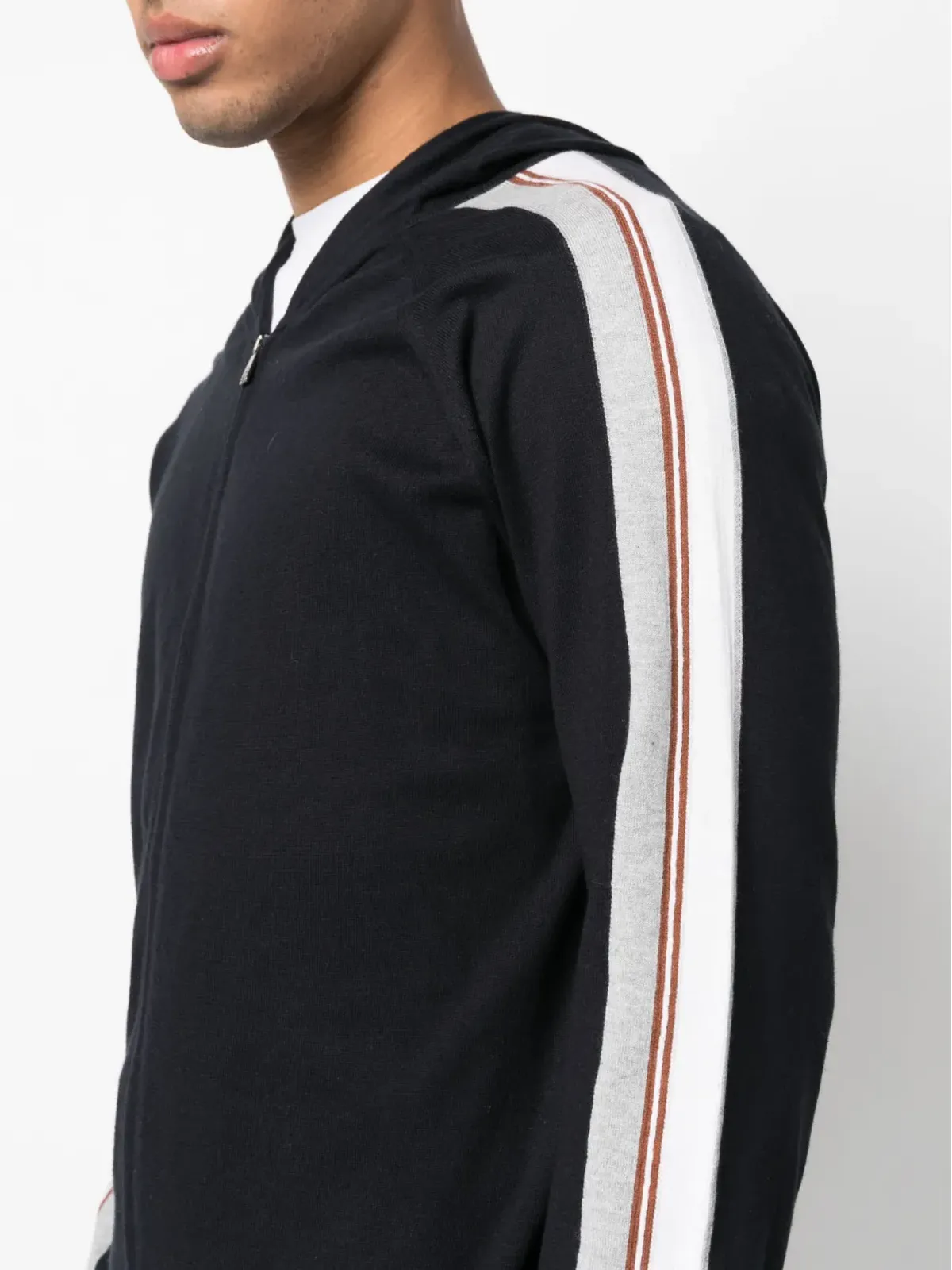 Corneliani ストライプ袖ジップアップフーディー - 画像5
