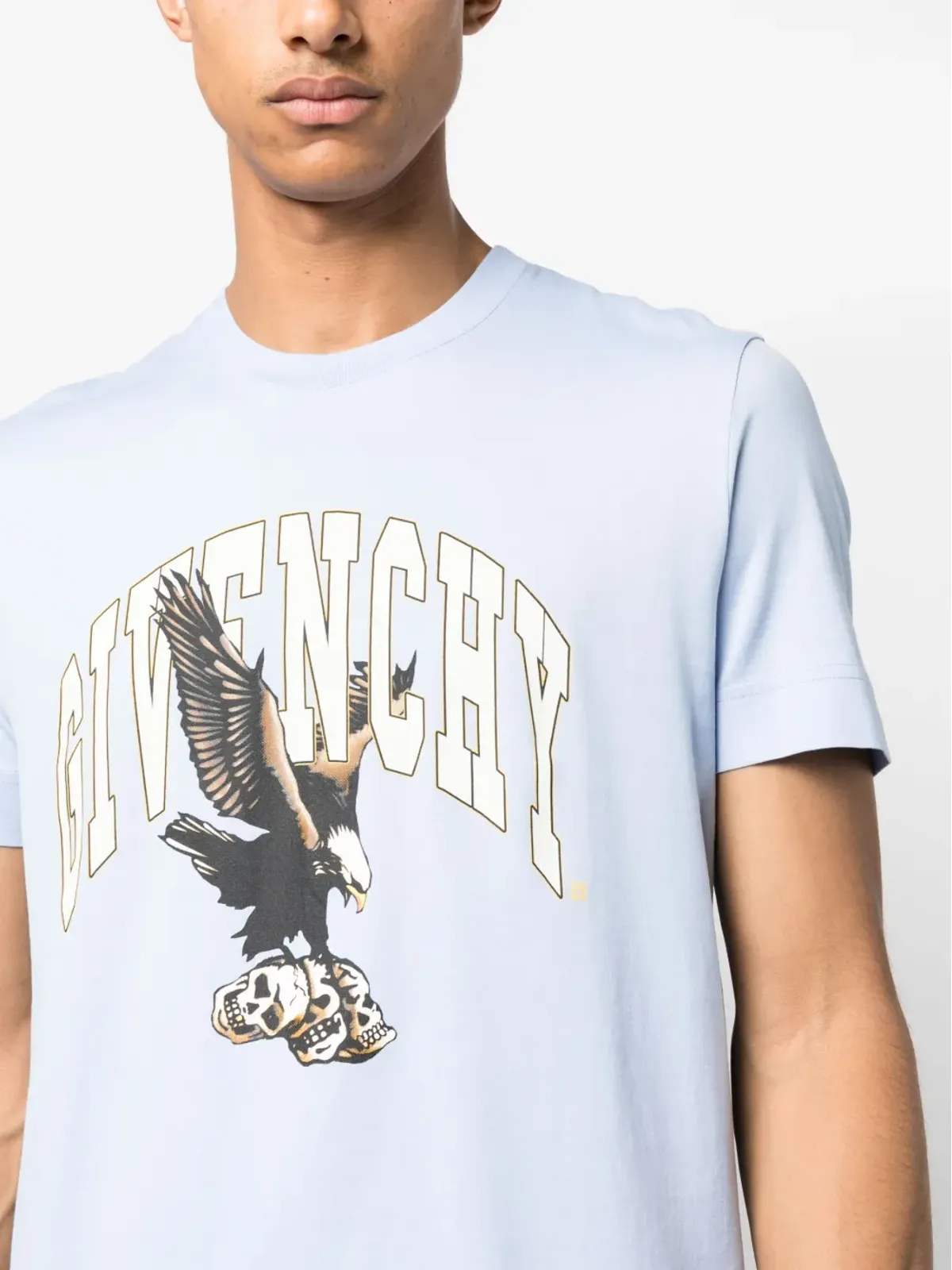 Givenchy イーグルロゴプリント コットン Tシャツ ブルー - 画像5