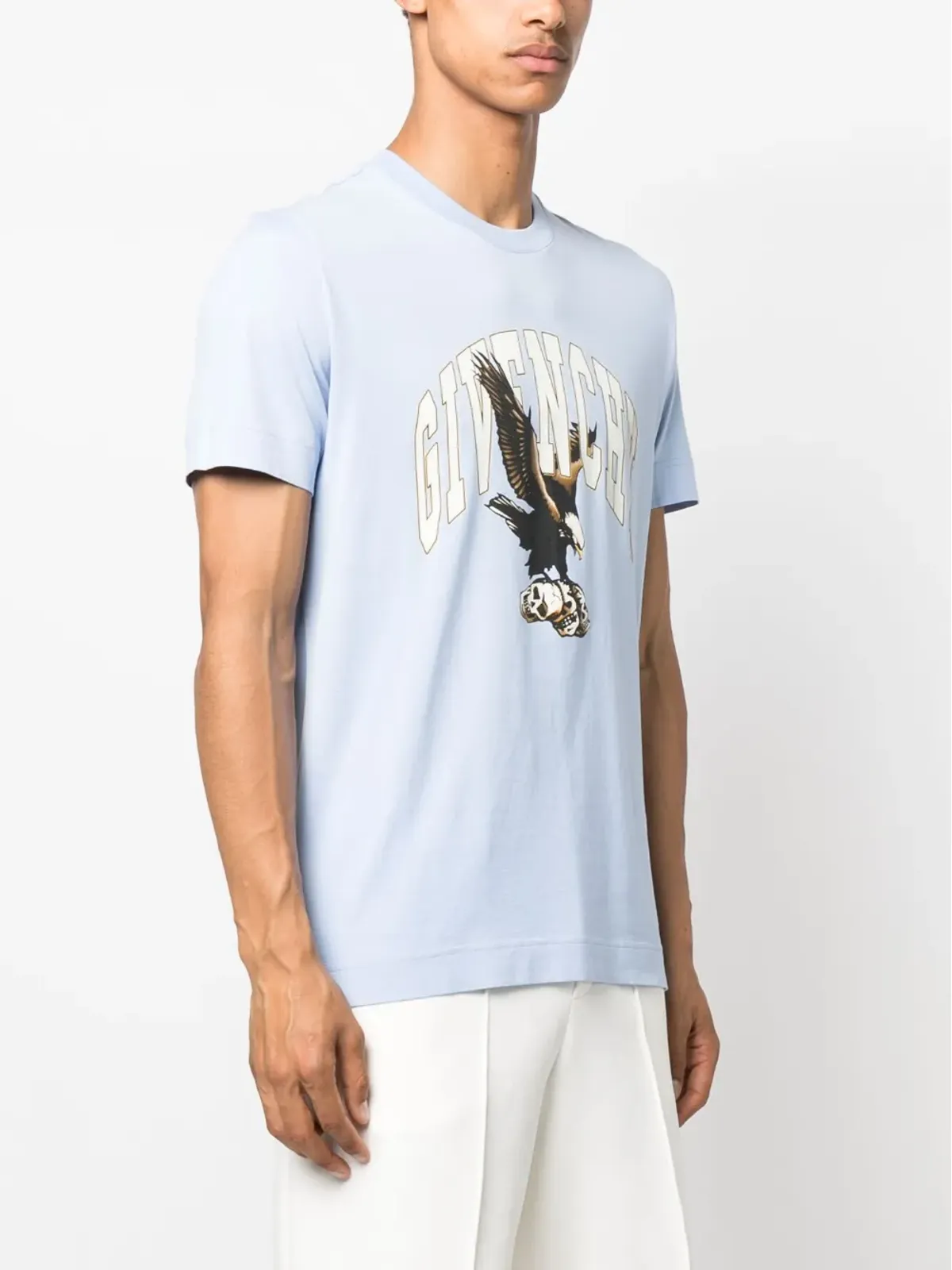 Givenchy イーグルロゴプリント コットン Tシャツ ブルー - 画像3