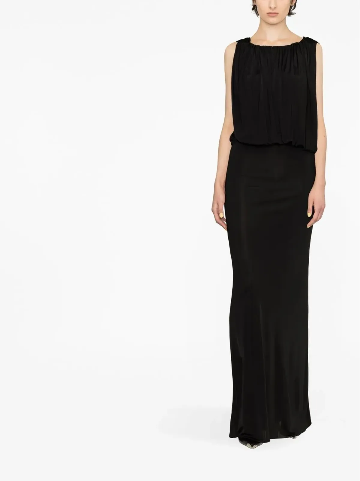 Saint Laurent ドレープ ノースリーブ ドレス - ブラック - 画像2