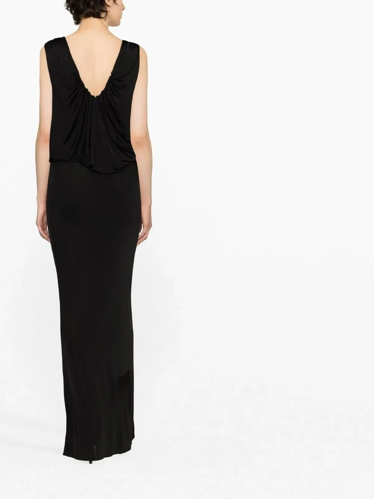 Saint Laurent ドレープ ノースリーブ ドレス - ブラック - 画像4