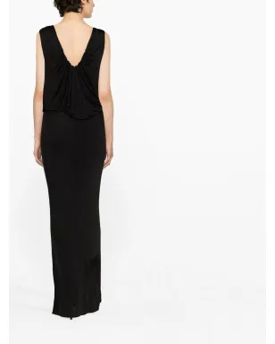 Saint Laurent ドレープ ノースリーブ ドレス - ブラック - サムネイル4