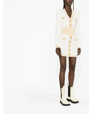 Balmain エンボスボタン付きニットミニドレス - サムネイル4