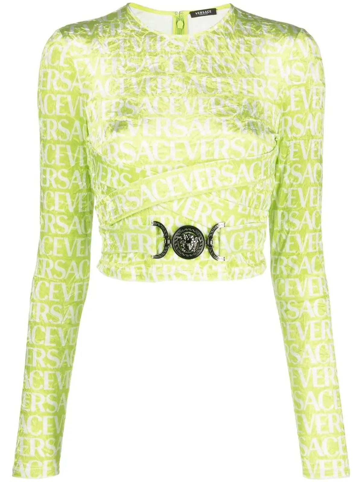 Versace ロゴプリントカットアウトクロップトップ - 画像1