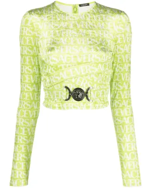 Versace ロゴプリントカットアウトクロップトップ - サムネイル1
