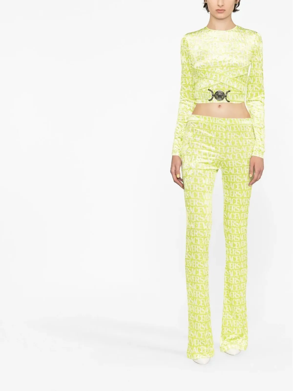 Versace ロゴプリントカットアウトクロップトップ - 画像2