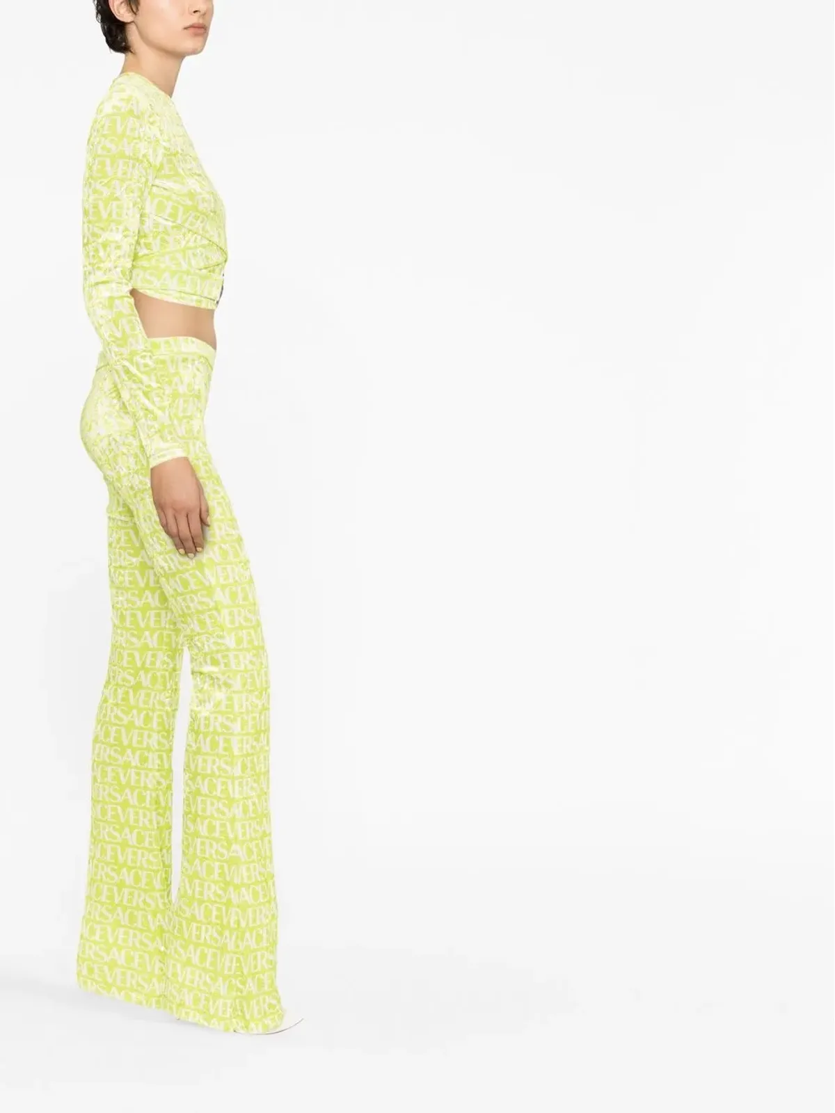 Versace ロゴプリントカットアウトクロップトップ - 画像3