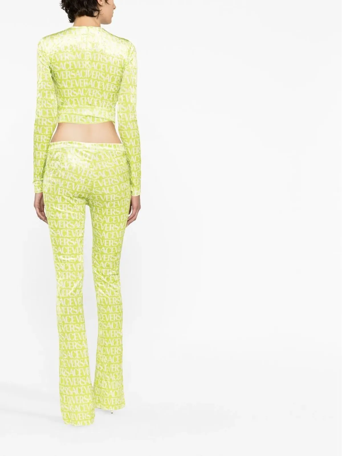 Versace ロゴプリントカットアウトクロップトップ - 画像4