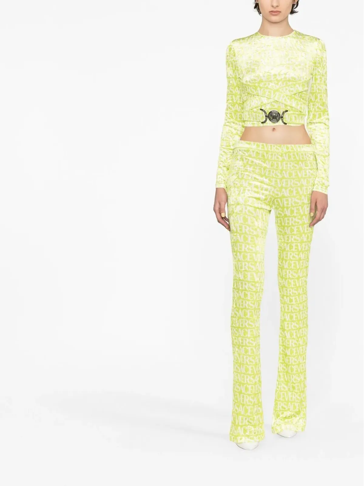 Versace ロゴプリント フレアパンツ - 画像2