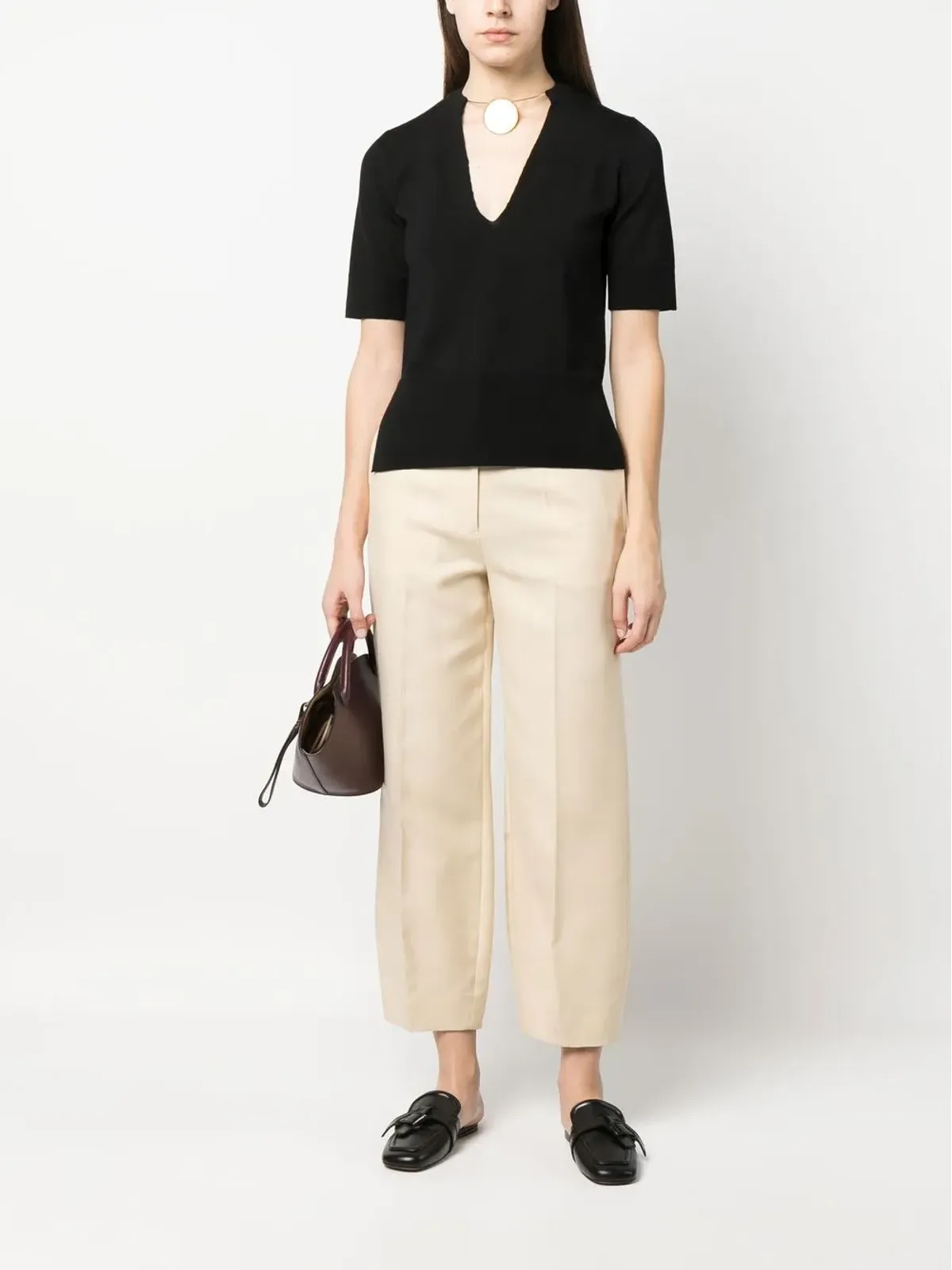 Jil Sander チョーカーネック・ショートスリーブトップ - 画像2