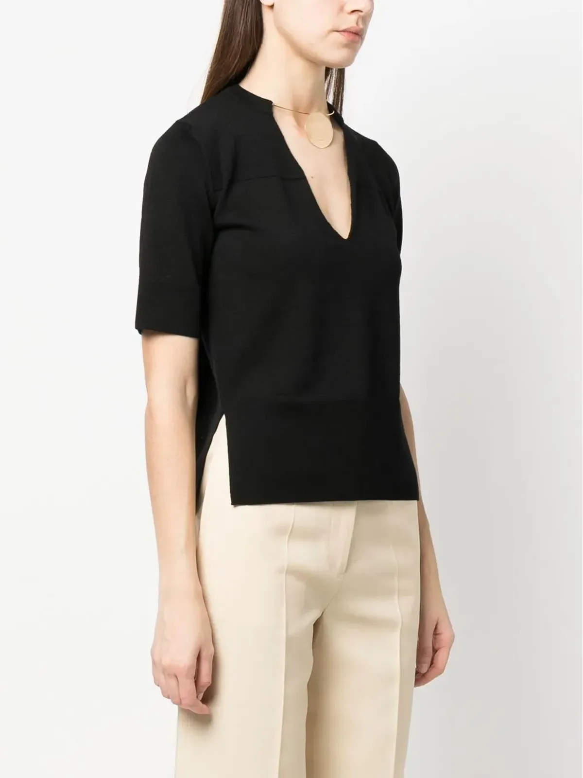 Jil Sander チョーカーネック・ショートスリーブトップ - 画像3