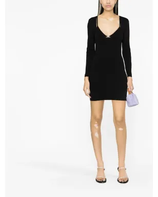 Alexander Wang レイヤードネックラインディテールドレス - ブラック - サムネイル2