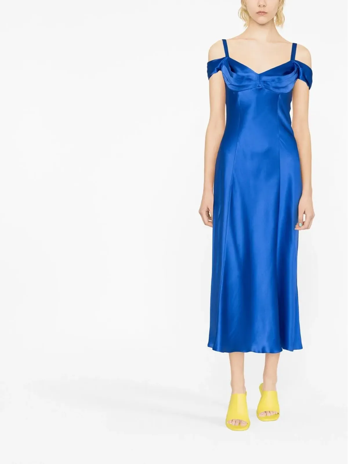Alberta Ferretti ドレープシルクドレス - 画像2