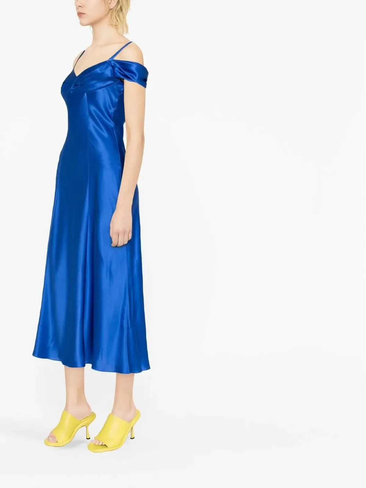Alberta Ferretti ドレープシルクドレス - 画像3