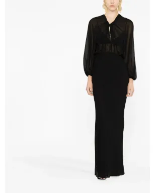 Saint Laurent シアーパネルド シルク マキシドレス - サムネイル2