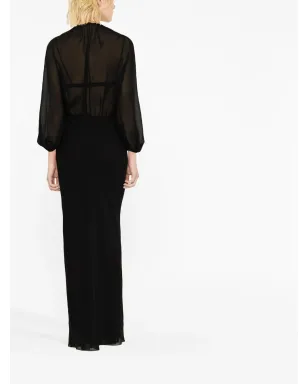 Saint Laurent シアーパネルド シルク マキシドレス - サムネイル3