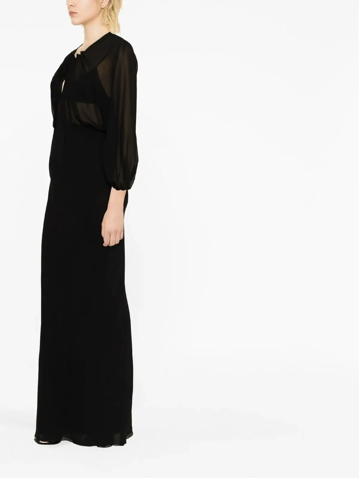 Saint Laurent シアーパネルド シルク マキシドレス - 画像4
