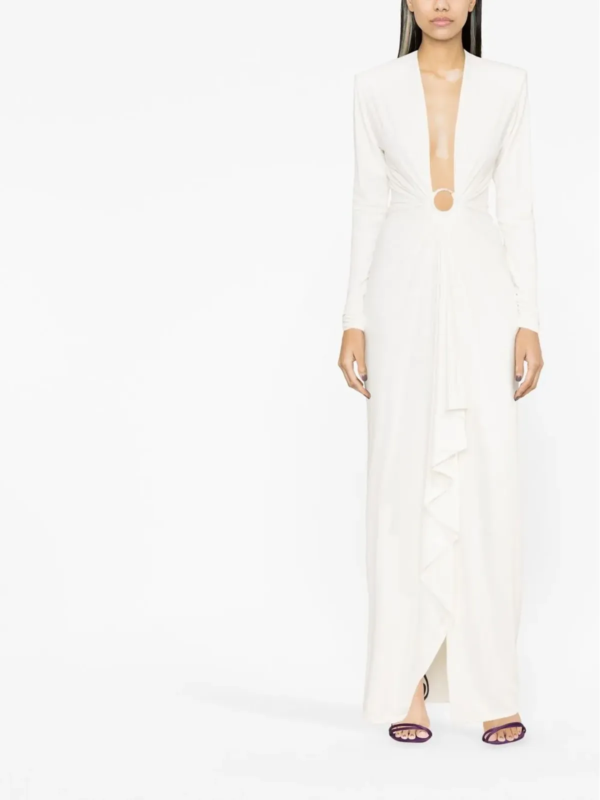 Alexandre Vauthier プランジネック・ドレープガウン - 画像2