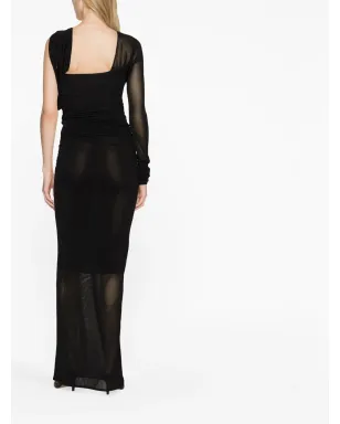 Saint Laurent セミシアー片袖ロングドレス - サムネイル4