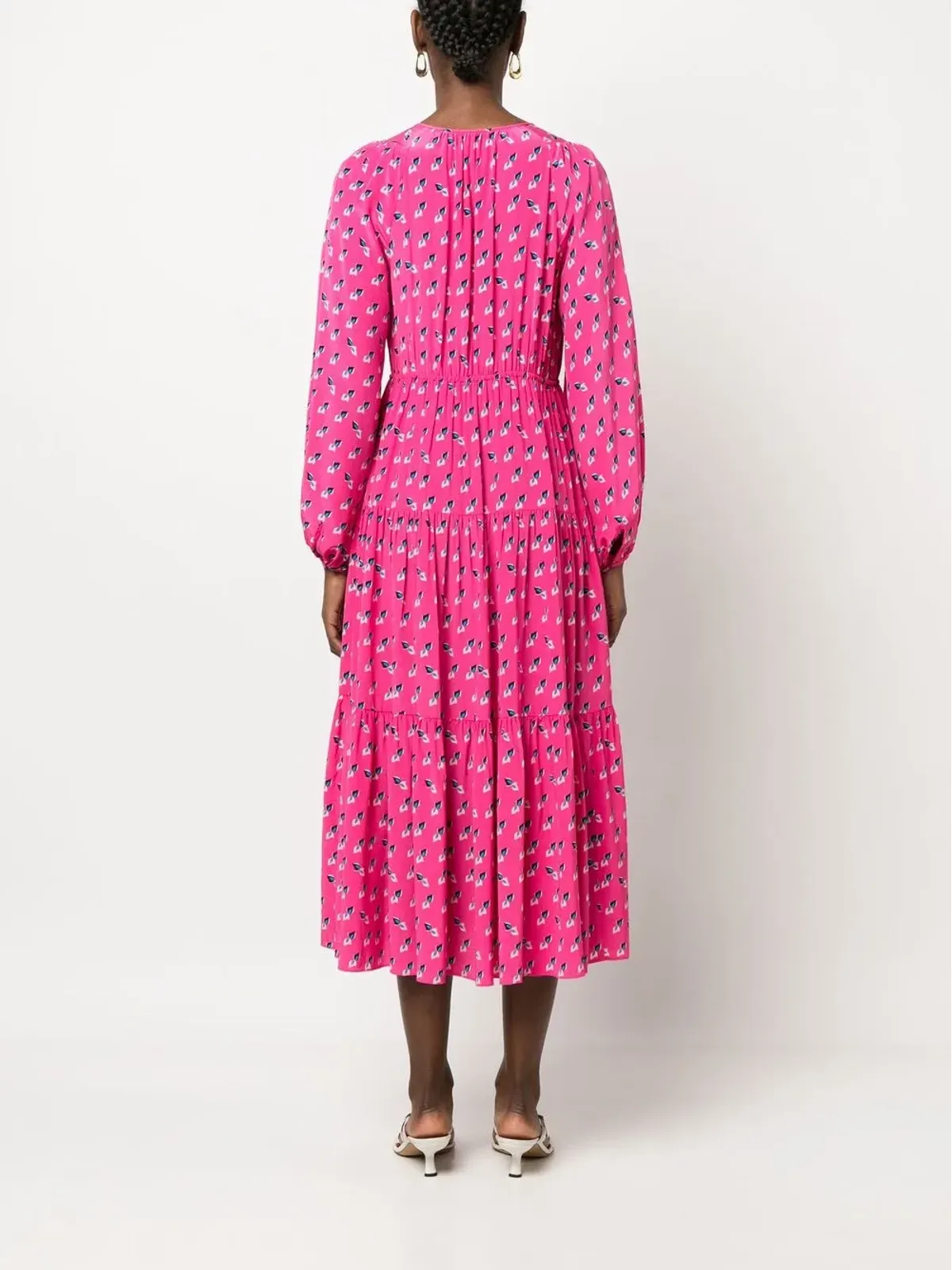 DVF Diane von Furstenberg ロングスリーブ ラウンドネック ミディドレス - 画像4