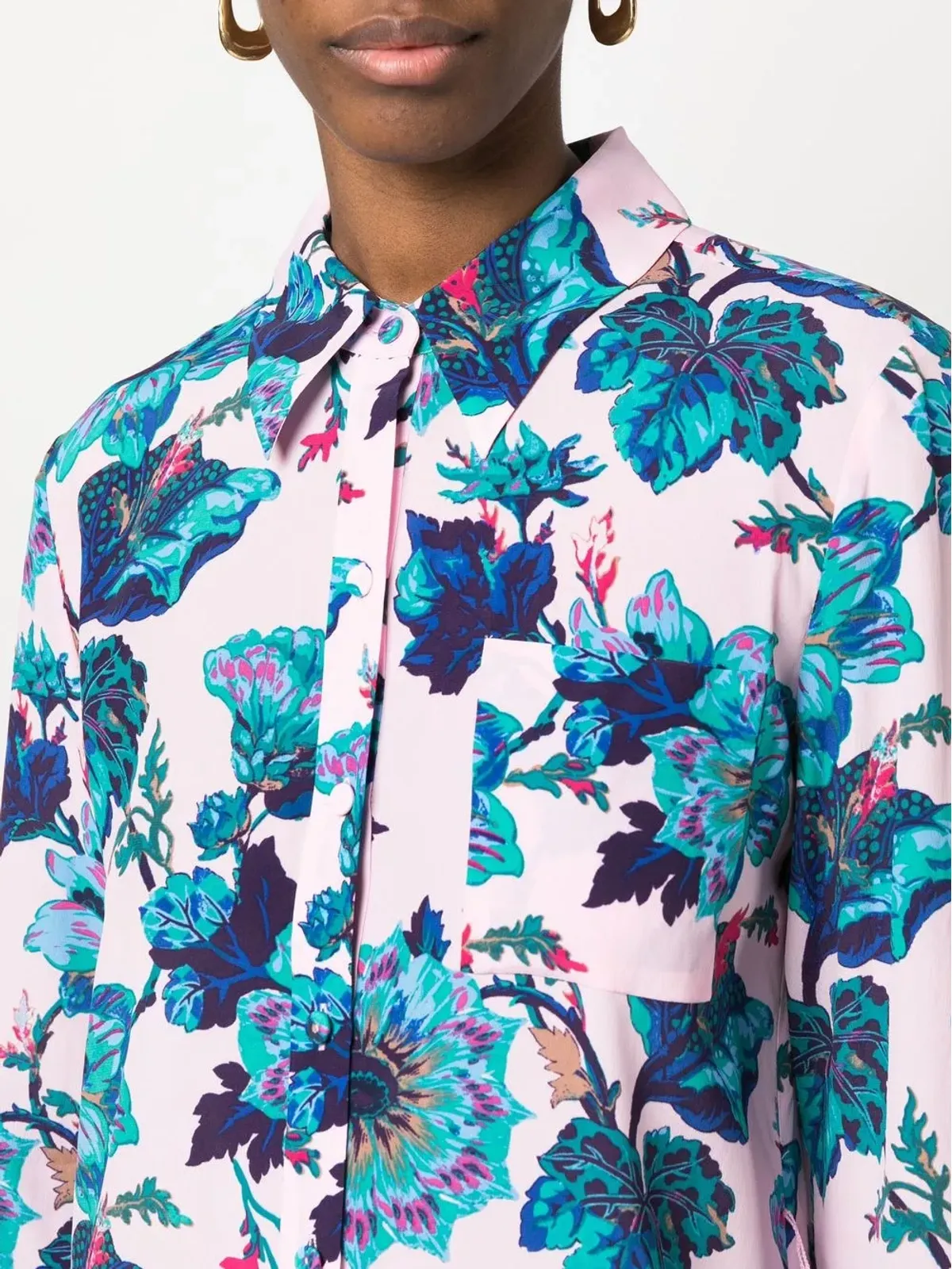 DVF Diane von Furstenberg フローラルプリント長袖ミディドレス - 画像5