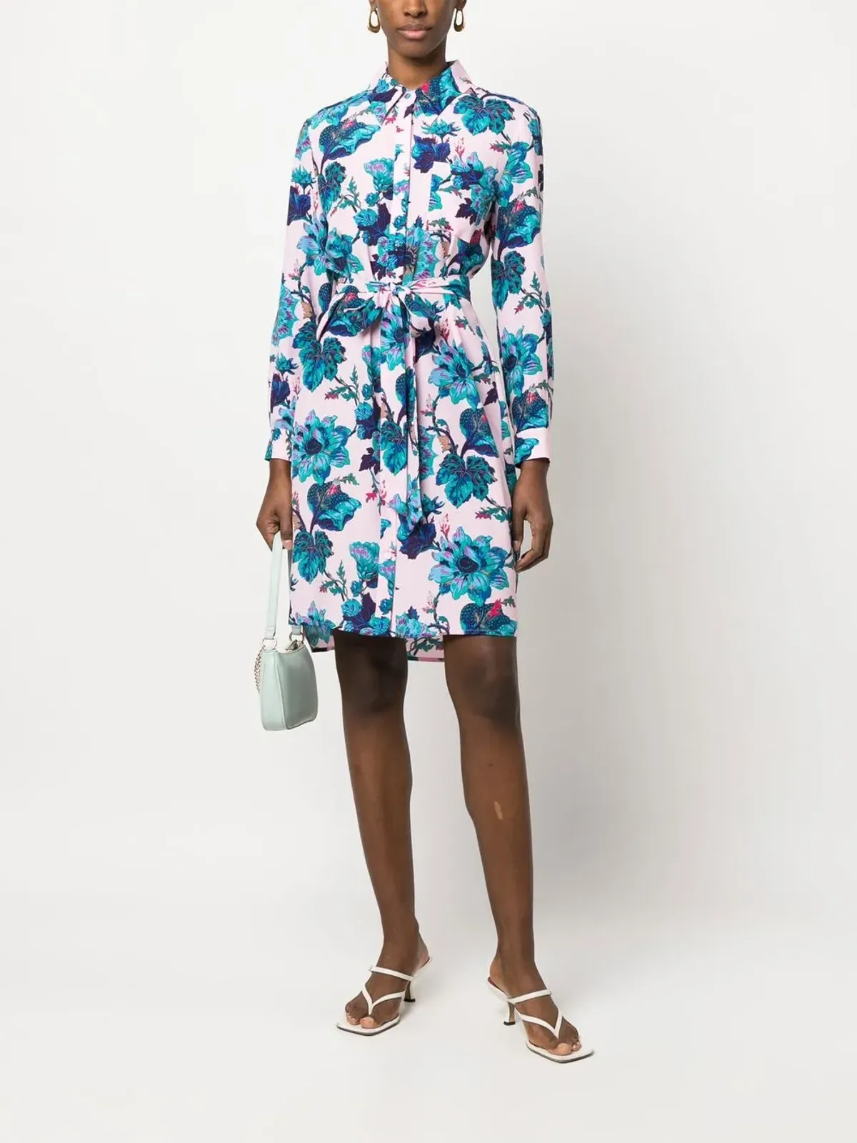 DVF Diane von Furstenberg フローラルプリント長袖ミディドレス - 画像2