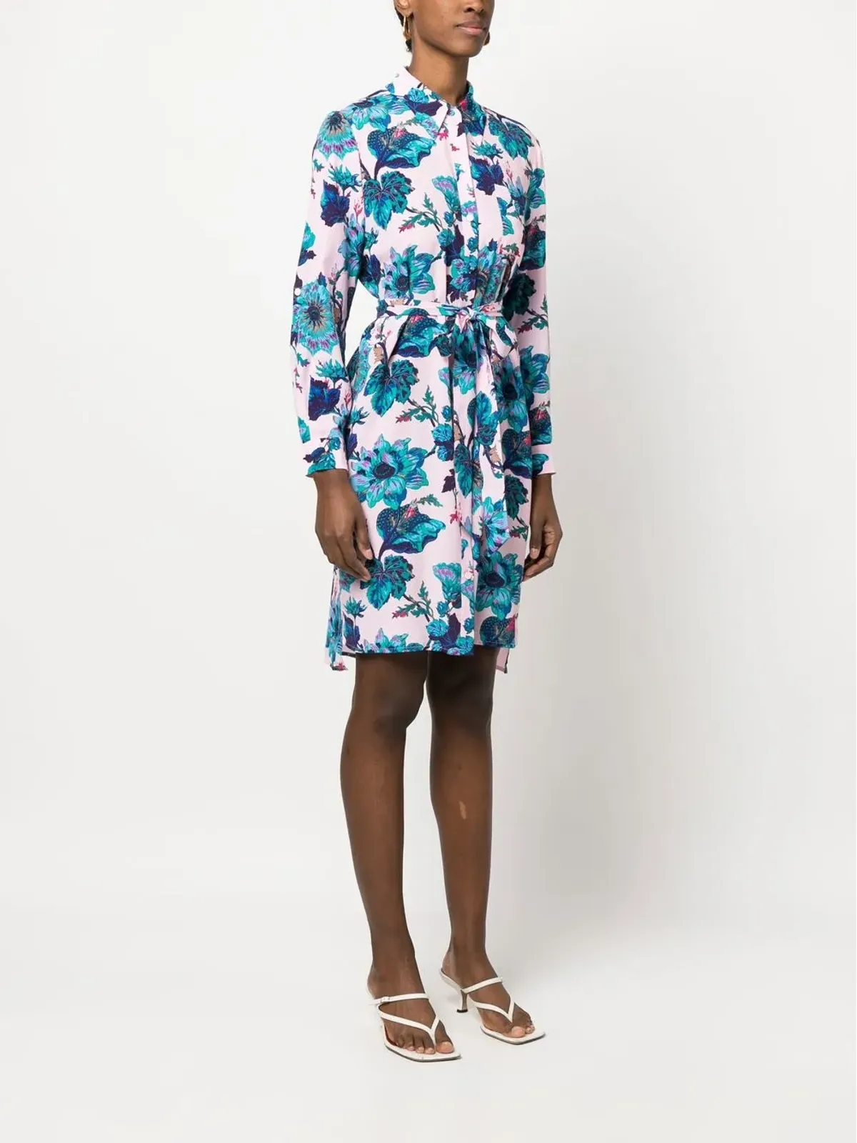 DVF Diane von Furstenberg フローラルプリント長袖ミディドレス - 画像3