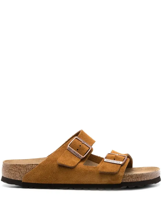 Birkenstock Birkenstock アリゾナ SFB カーフスエード サンダル - ブラウンの商品画像