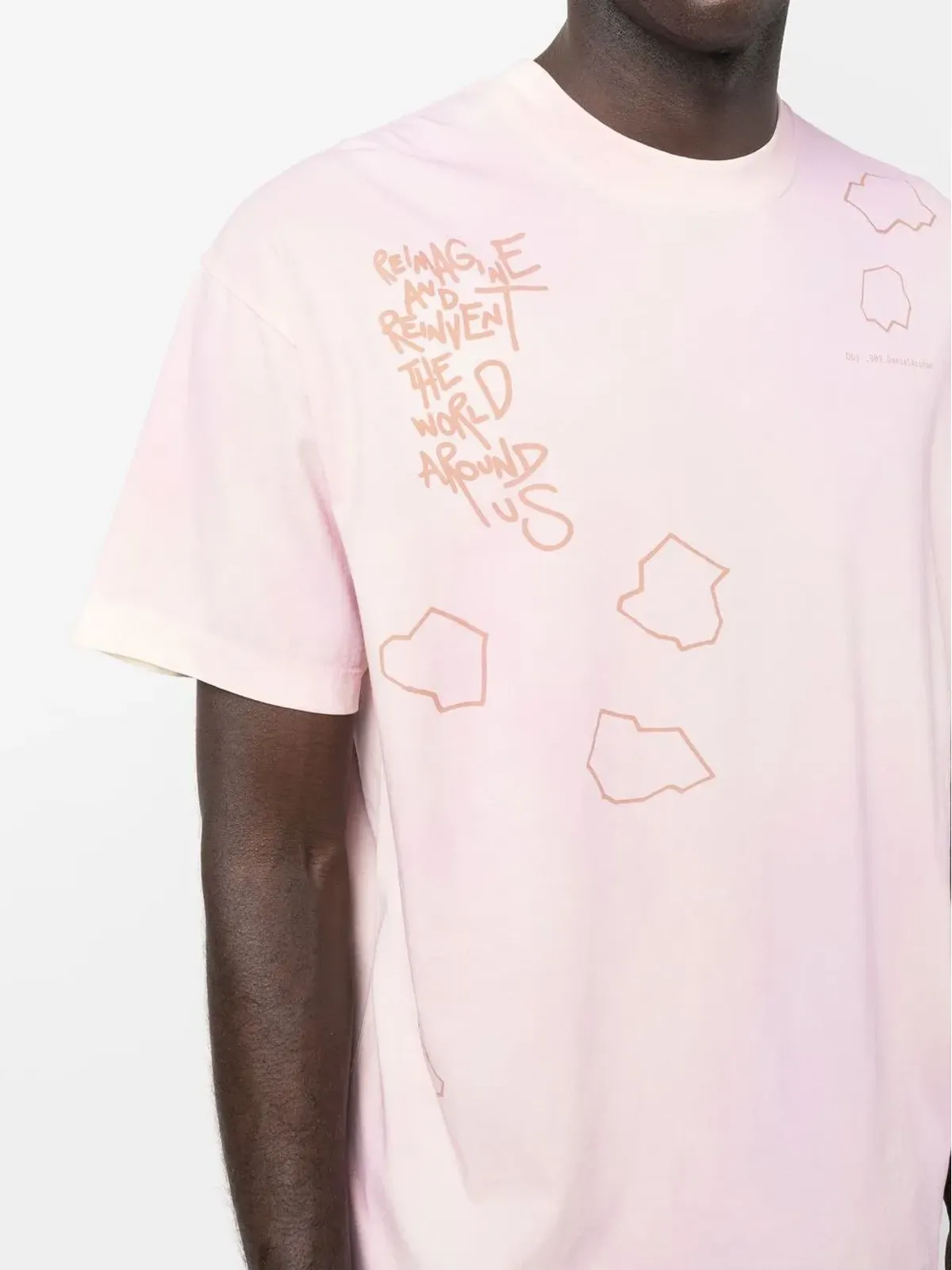OBJECTS IV LIFE グラフィックプリント distressed風 Tシャツ ピンク - 画像5