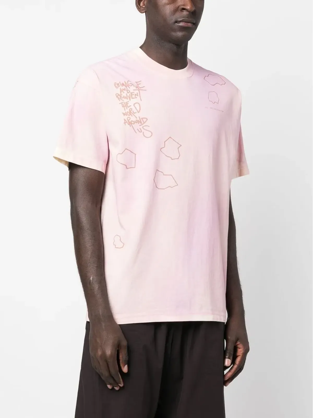 OBJECTS IV LIFE グラフィックプリント distressed風 Tシャツ ピンク - 画像3