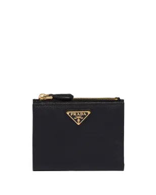 Prada トライアングルロゴ サフィアノレザー ウォレット - ブラック - サムネイル1