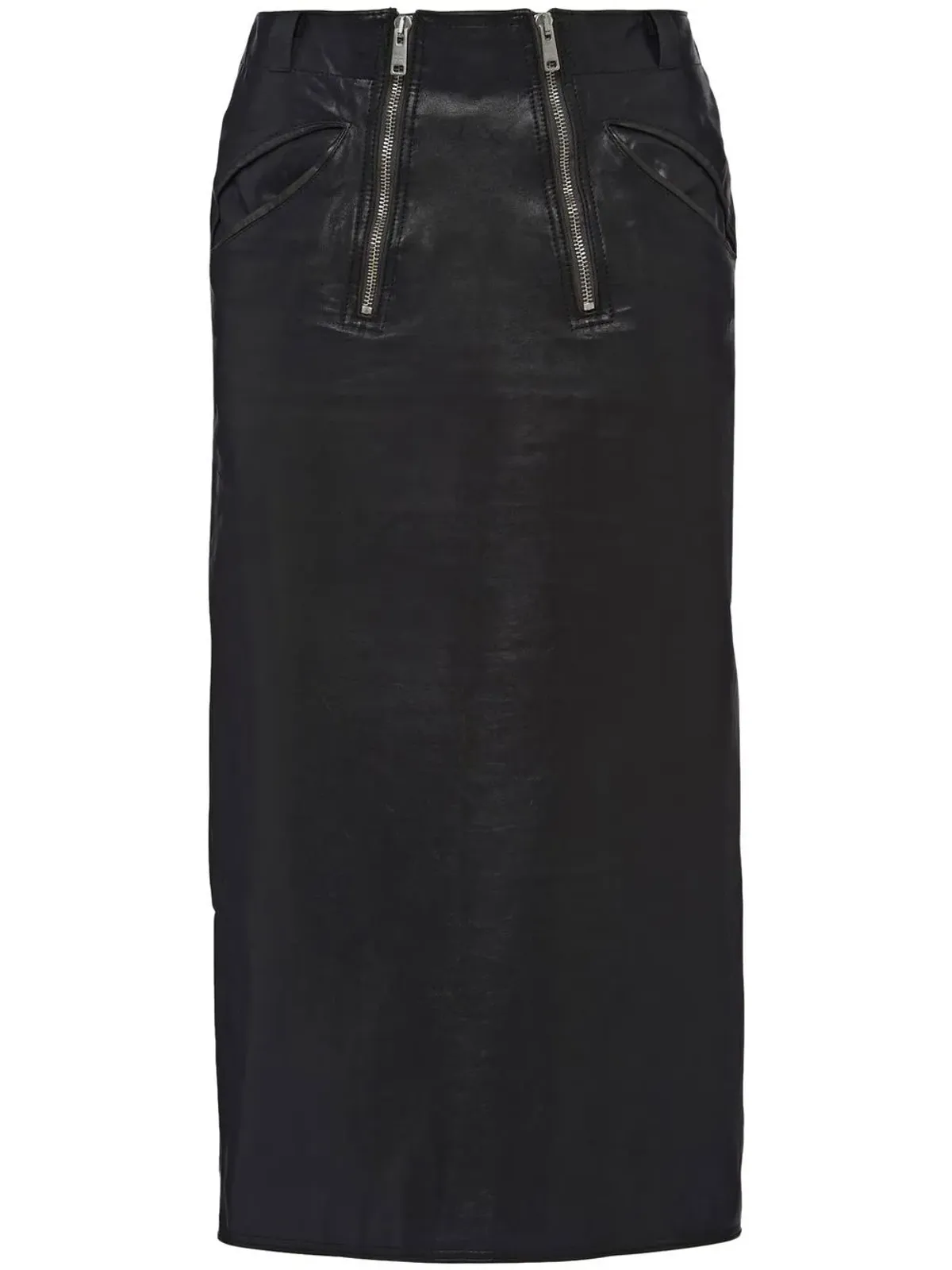 Prada ダブルジップ レザー ペンシルスカート - 画像1