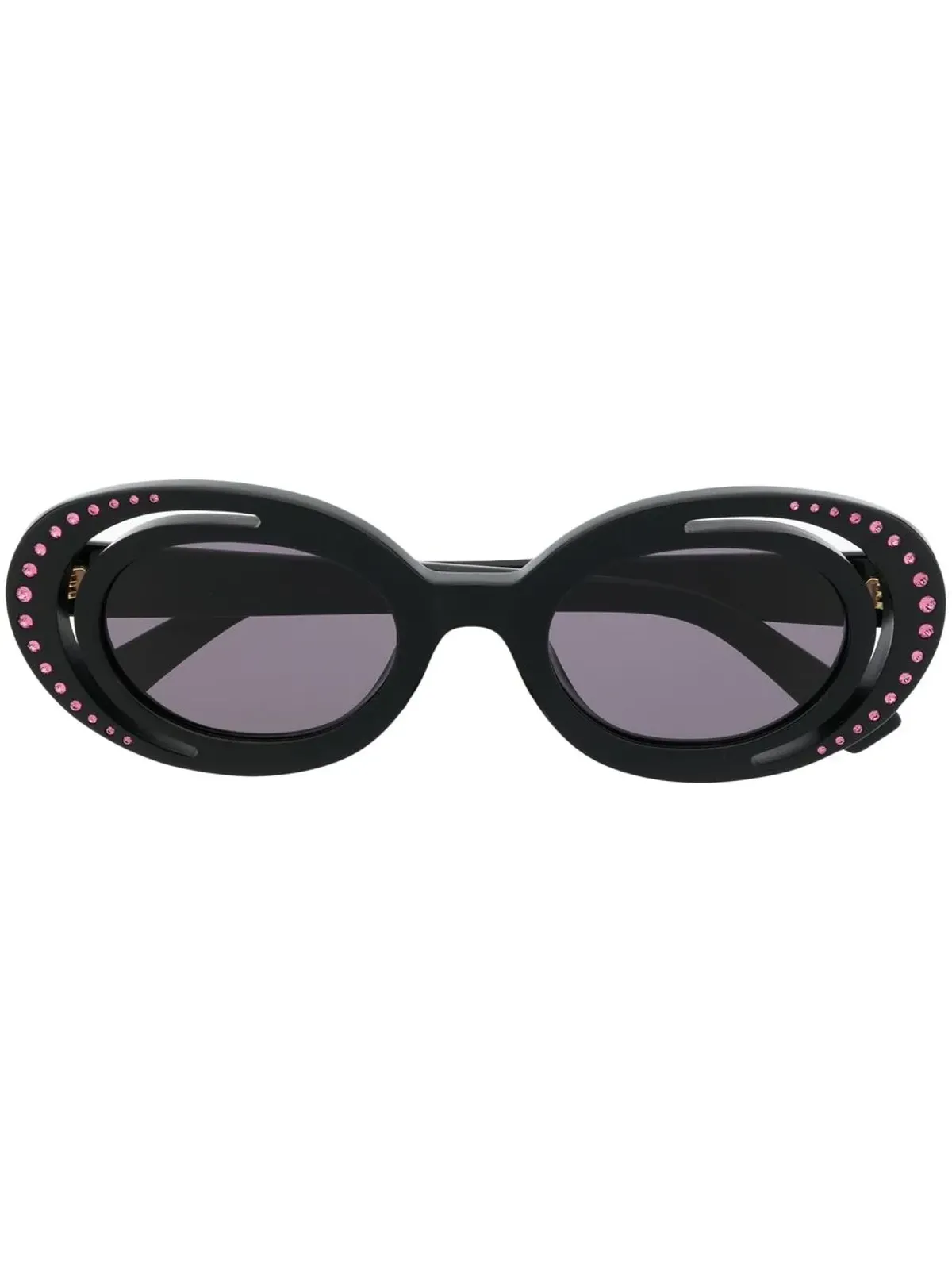 Marni Eyewear クリスタルエンブリッシュメント オーバルフレーム サングラス - ブラック - 画像1