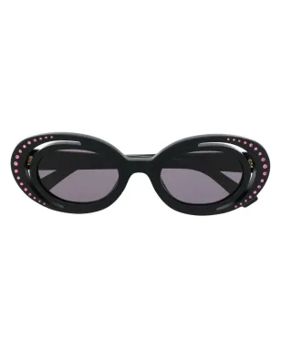 Marni Eyewear クリスタルエンブリッシュメント オーバルフレーム サングラス - ブラック - サムネイル1