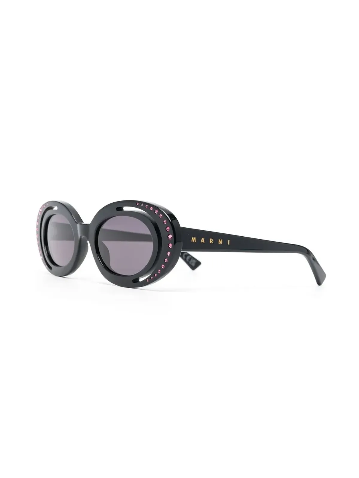 Marni Eyewear クリスタルエンブリッシュメント オーバルフレーム サングラス - ブラック - 画像2