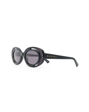 Marni Eyewear クリスタルエンブリッシュメント オーバルフレーム サングラス - ブラック - サムネイル2