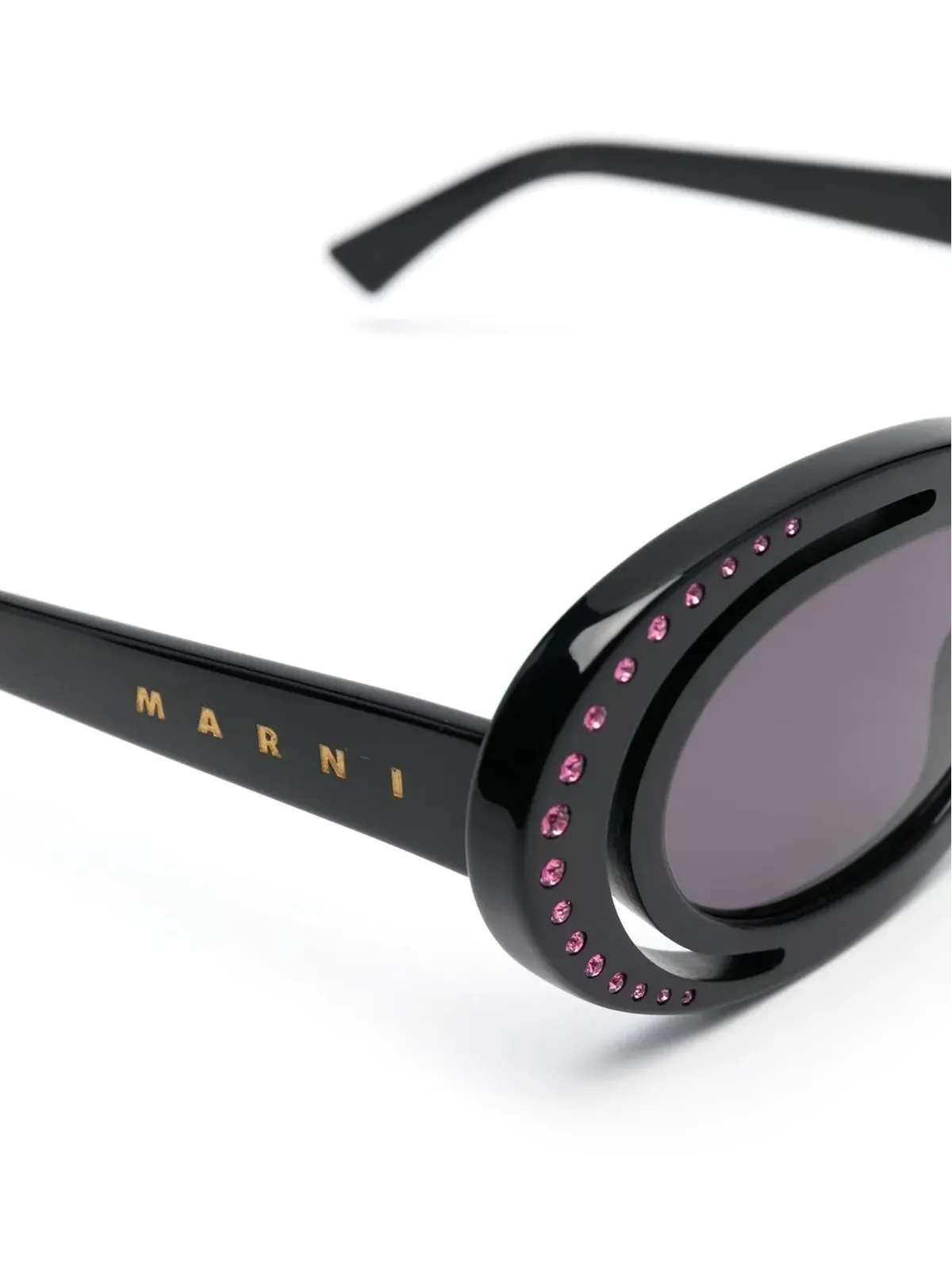 Marni Eyewear クリスタルエンブリッシュメント オーバルフレーム サングラス - ブラック - 画像3