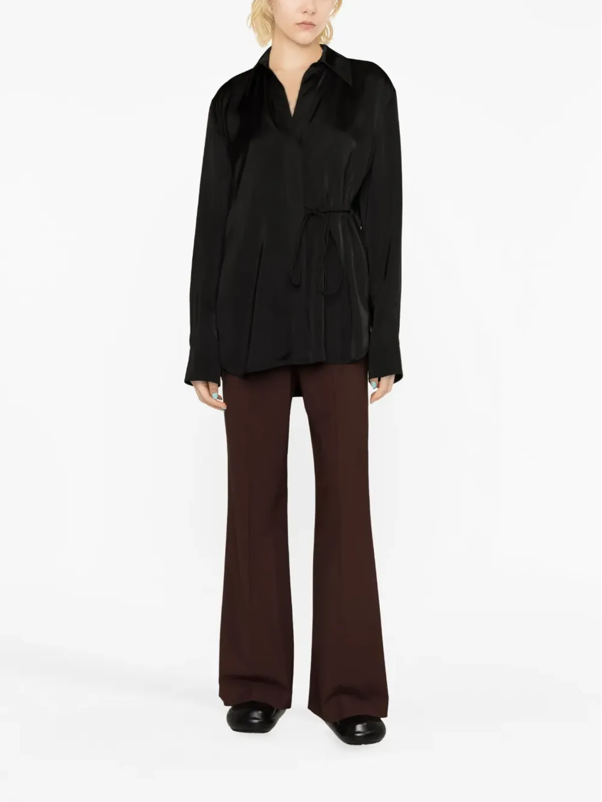 Jil Sander タイ留め付きラップシャツ - 画像2