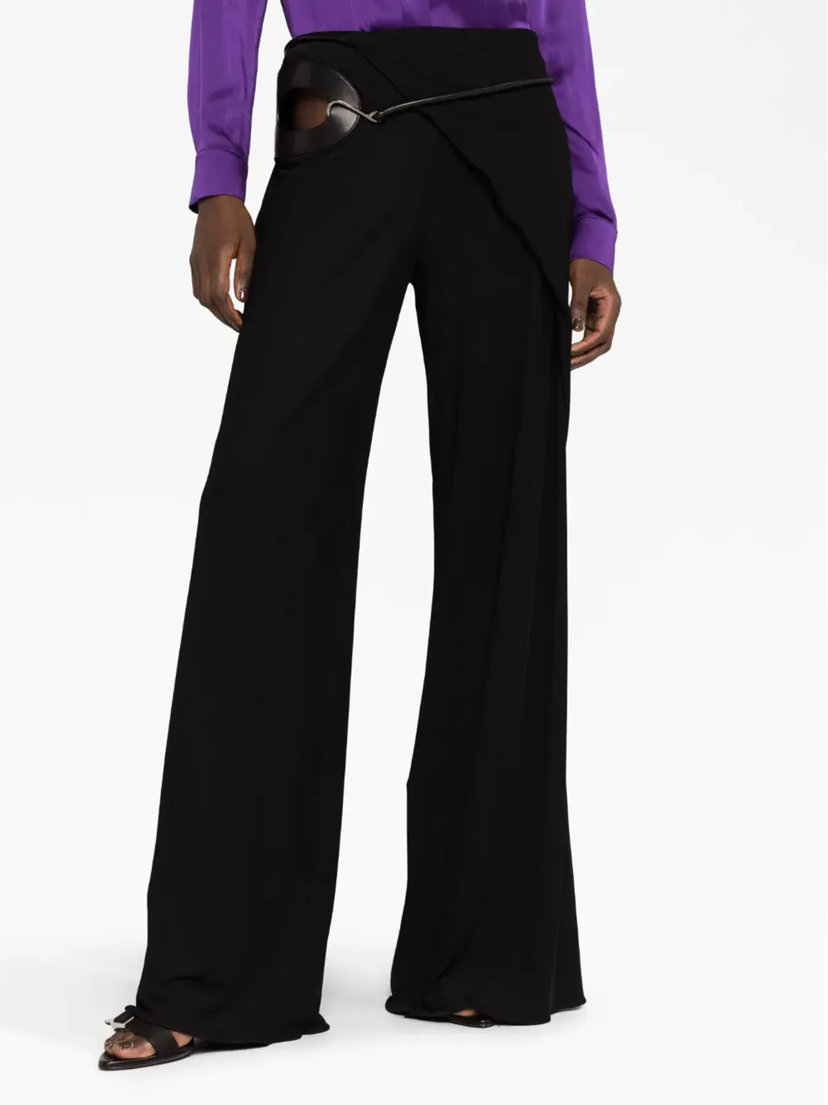 TOM FORD カットアウト・ワイドレッグ・シルクパンツ - 画像5