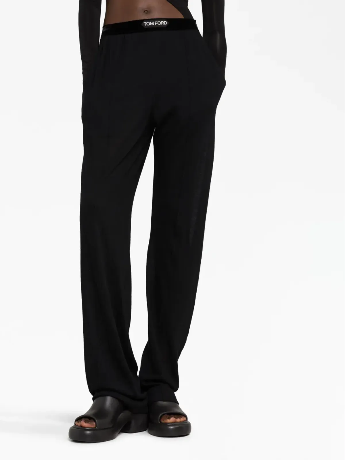TOM FORD ロゴ入りウエストバンド カシミア トラックパンツ - 画像5