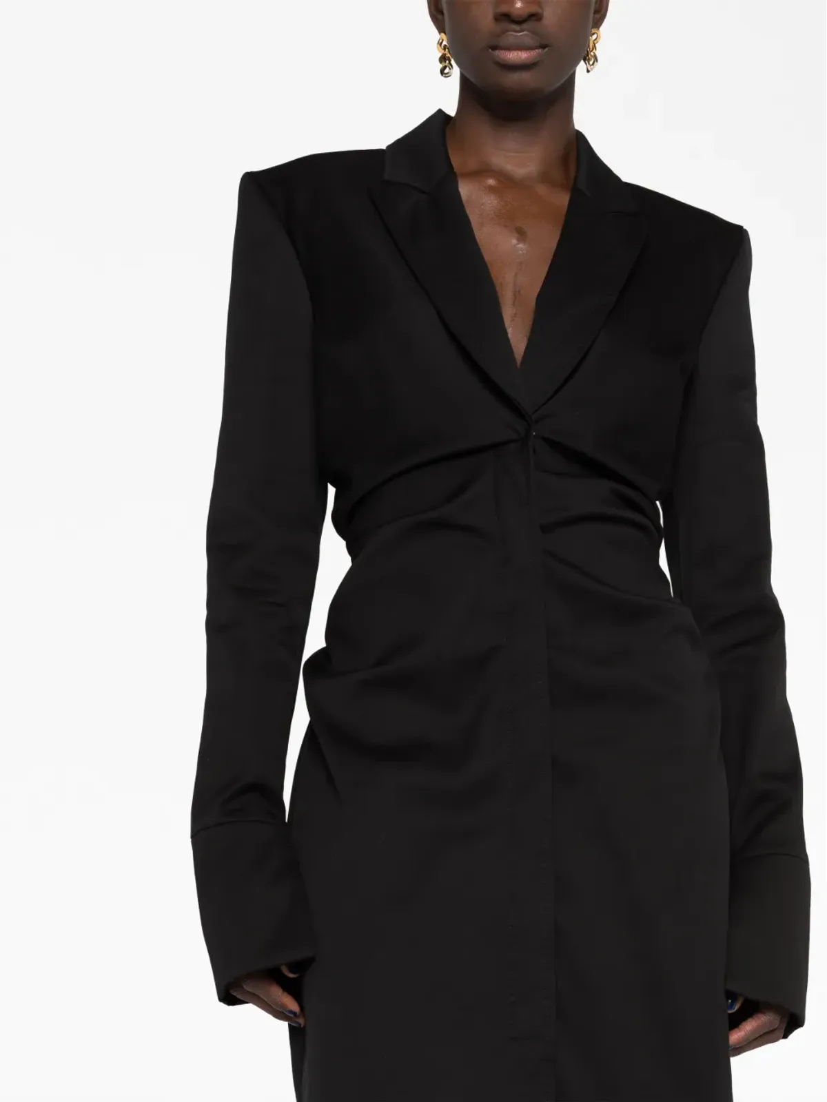 TOM FORD リュシュ テーラード ミディドレス ブラック - 画像5